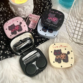 Estuche para lentes de contacto de colores con grafiti de gatitos lindos